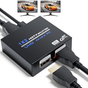 HDMI Splitter 1 in 2 Out 1x2 HDMI Display Duplicate/Mirror Powered Splitter Full HD 1080P,4K30Hz