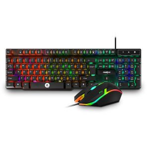 FRONTECH KB0040, Black, Wired Gaming Combo Keyboard and Optical Mouse with RGB Backlight Effects
