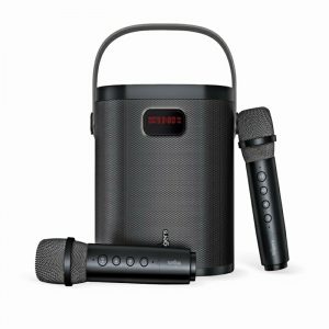FINGERS 2Mic-GrooveBox Portable Speaker with 2 Wireless Mics Black