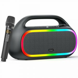 iGear Grape Portable Wireless Speaker 70W Output Wireless Rechargeable MIC, RGB LED EQ Modes Black