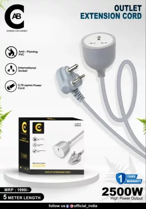 Anybody Can Connect Outlet Extension Cord 5 Meters