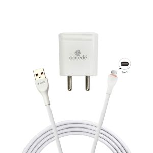 ACCEDE A101C Flash Charge 120W Fast Charger USB-C Type +Wall Charger White
