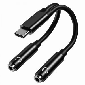 USB C to 3.5mm Dual Headphone Jack Adapter Audio Stereo Splitter Cable