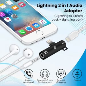 LIGHTNING 2 IN 1 AUDIO ADAPTER LIGHTNING Iphone TO 3.5MM JACK + LIGHTNING PORT LAA01