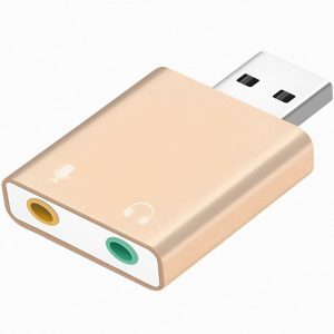 USB Audio Adapter USB to 3.5mm Sound Card Metal Golden