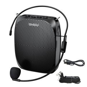 SHIDU S258 Portable Rechargeable Voice Amplifier Black Wired Mic