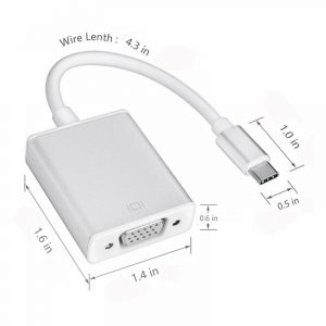 RAVTRON USB Type C to VGA Adapter, USB 3.1 Type C (Thunderbolt 3) to VGA Converter