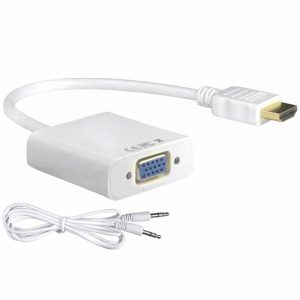 HDMI to VGA Cable Converter 15 Pin d Sub, HDMI Male to VGA Female With Audio White