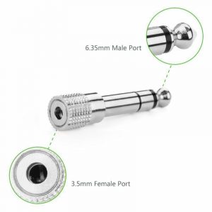 3.5mm Female to 6.35mm Male Plug Stereo Audio Auxiliary Jack Converter Steel
