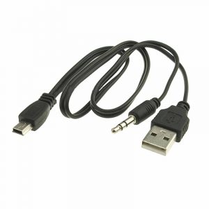 Mini 5Pin 5P Male to USB2.0 + 3.5mm Aux Charging Charge Audio Cable For MP3 MP4 Bluetooth Speaker