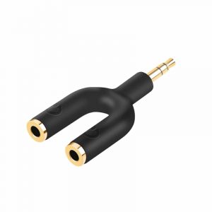 3.5 mm Audio Stereo Y Splitter Adapter 1 Male to 2 Port Female for Earphone Splitter Black