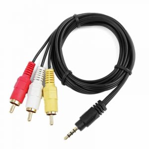 3.5Mm Aux Jack To 3 Rca Male Cable Audio Video Male Cable For Dvd Player 3 Rca To 3.5Mm Black