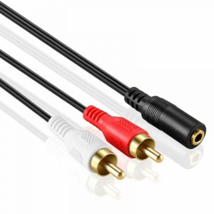 2 RCA Male to 3.5 mm Aux Stereo Female Cable Connector 1.5 meter Black
