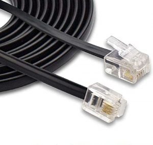 Telephone Extension Cord 2 Pin,1 Line RJ11 Male To Male Landline,Phone,Modem Fax 2 M Black
