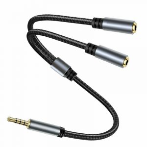 iLike Headphone Splitter 3.5mm Audio Splitter Male to Female Dual Headphone Jack 2 Mic & Audio Black