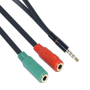 Gold Plated 3.5mm Stereo Male to 2 Female Red mic Green Earphone Headphone Audio Splitter Braided