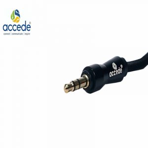 Accede A164 Stark Pro Aux Cable 3.5mm Male to Male Gold Plated Metallic Aux Audio Cable 1M Black