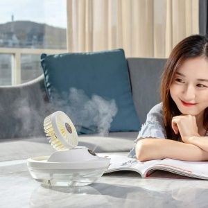 Water Spray Mist Fan with 2000mAh Rechargeable Battery Mini Table And Desk Fan Cooling Boat Design