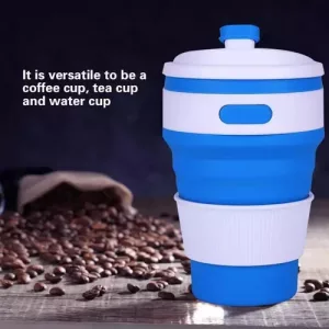 Bpa Free Food Grade Silicone Collapsible Portable Tea Coffee Water Travel Mug Multicolored