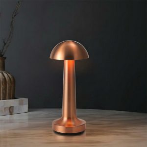 Cordless Mushroom 3 Way Dimmable Metal Bedside Lamps