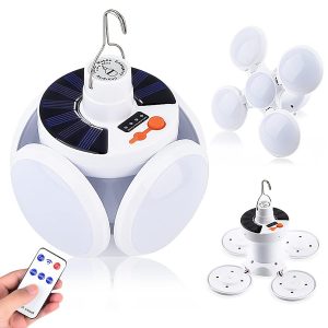 Solar Camping Light LED Lantern Portable Tent Lamp Hanging Hook USB Rechargeable