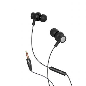 EVM HF-03, 3.5mm Jack Wired Earphone Stereo Sound Built-in Mic Magnetic Lock Black
