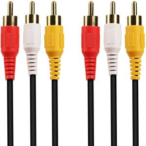 3 RCA Male-Male Composite Audio Video AV Cable for LCD LED DTH TV Red,White,Yellow 1.5 Meter Heavy