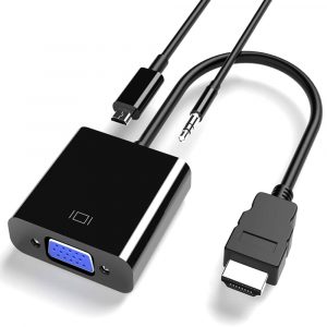 HDMI to VGA Adapter 1080P with 3.5mm Audio Jack and USB Power Supply