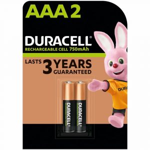 Duracell Rechargeable AAA 750mAh Batteries pack of 2