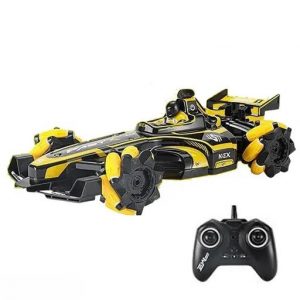 F1 Racing Stunt RC Drift Car, Rechargable Remote Control Car 4WD 2.4GHz 360 Degree Rotating, Yellow
