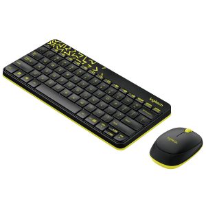 Logitech MK240 Nano Wireless USB Keyboard and Mouse Set Black/Chartreuse Yellow