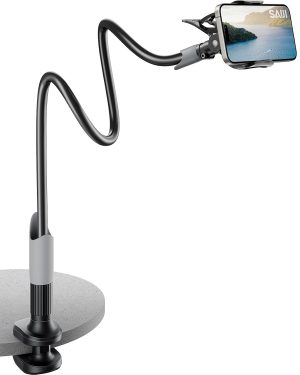 Gooseneck Flexible Clip Lazy Arm Bracket, Cell Phone Stand Mobile Holder