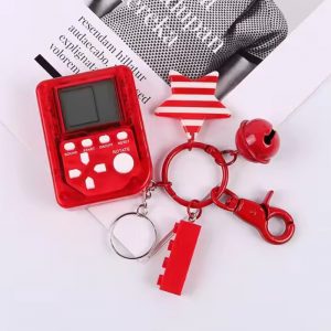 Retro Game Box Kids Handheld Mini Games Machine with Key chain, Ring Bag Key, Multicolored