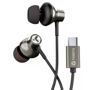 Toreto TOR-1213 ZEN Type C in-Ear Wired Earphones with Mic, BLACK