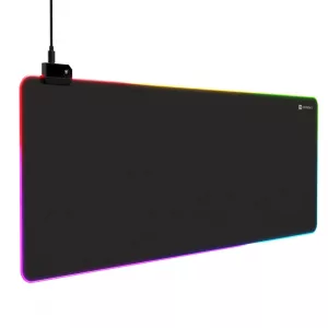 PORTRONICS Comfipad Glow, RGB gaming Mousepad, 1.8M Detachable Cable, BLACK