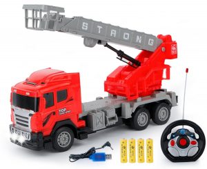 Max Truck Car Rechargable Remote Control RC Fire Brigade Crane Truck, Red