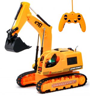 Truck Super Power Rechargable 5 Channel Remote Controlled Crawler Excavator , Yellow