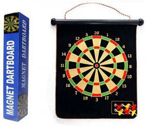 Magnetic Velvet Magnet Reversible Dart Board Two-Sides with 4 Dart Board Game