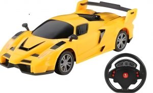 Super Cars RC Force Remote Control 1.24 Scale toy car with Steering Remote Controller, Yellow