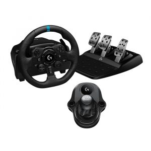 Logitech G923 Racing Wheel and Pedals + Logitech G Driving Force Shifter Combo, Black