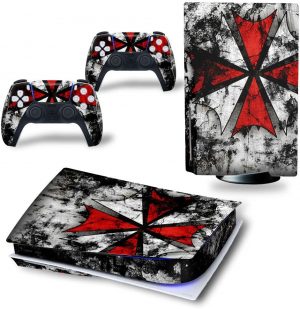 Resident Evil Umbrella Corp Logo Skin for PS5 Disc Edition Console and Controller