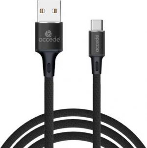 Accede A1010 USB To Type C Cable 2 m JACK-XL Tangle-Free Unbreakable 2.4A Round Nylon Braided Type C
