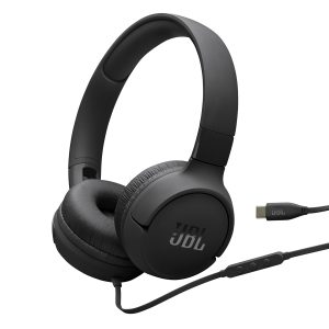 JBL Tune 520C On-Ear Type C Wired Headphone, Pure Bass 3-Button Remote with Mic,Comfortable Black