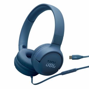 JBL Tune 520C On-Ear Type C Wired Headphone, Pure Bass 3-Button Remote with Mic,Comfortable Blue