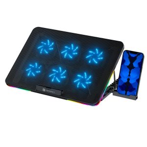 Portronics POR 1896 My Buddy Air Cooling Pad Laptop Stand with 6 Cooling Fans, RGB Lights