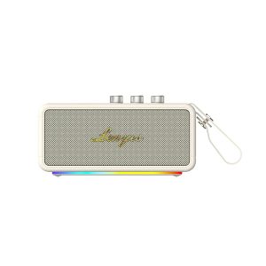 Lenyes S876 90W Bluetooth Speaker 4000mAh Battery, IPX6 Waterproof, RGB Lights, Power Bank Beige