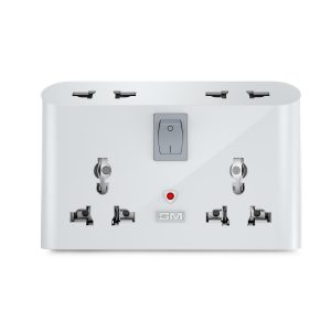 GM 3019_3 Pin 6 AMP Universal Multiplug Travel Adapter with 4 Charging Point Useful for Home Office
