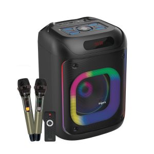FINGERS 2Mic ThunderBox Portable Speaker with 2 Wireless Mics 40W Immersive Bass, 6.5 Hour Playtime