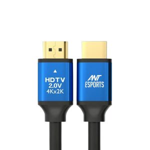Ant Esports AEH103 4K HDMI Cable with Blue Metal Cap - 3 Meters I 2.0 HDMI I 24K Gold-Plated