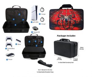 PS5 Slim Spiderman Edition Console Carrying Travel Case Protective Storage Bag